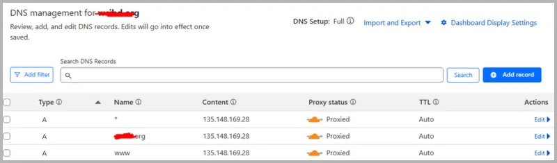 Cloudflare DNS Dashboard